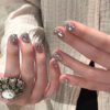 GN040-Effortless Glamour Press Ons: Full Coverage Glitter & Beads - Pure Pink Desire ​​Salon Sparkle in 5 Minutes: 30-Piece Set, Reusable & Waterproof​