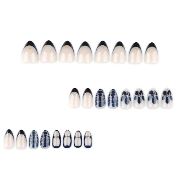 JP4046-Vintage Cameo French Press Ons | Floral Wash & Pearl Accents - Short Almond Nails​