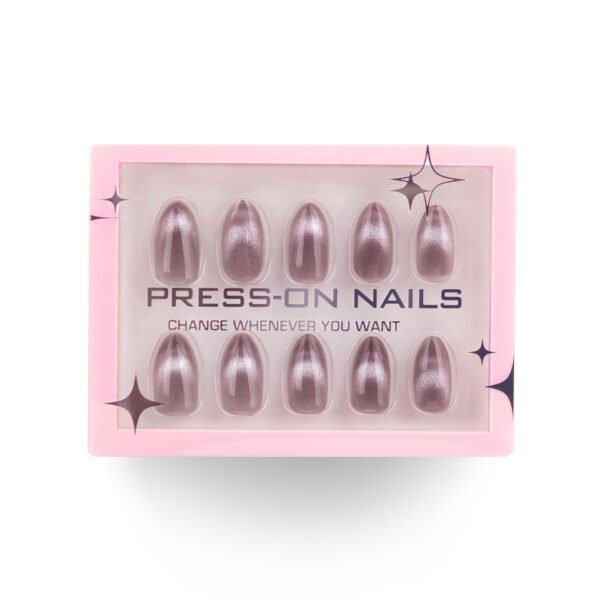 GD26-Effortless Magnetism: Salon-Cat Eye French Tips in Modern Grey (Reusable, Waterproof & Protective!)