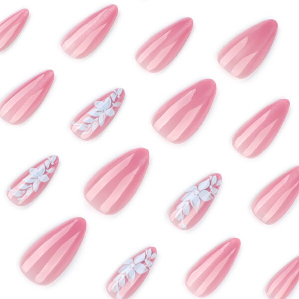 O1CN01VQgrNY2NGHzfjk9be_!!4234819935-0-cib JP3986-Salon-Quality French Medium Square Press On Nails | Reusable 3D Pink Floral Fake Nails | Waterproof Falsies Nail Kit