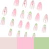 JP3846-​​Luxury Mint French Almond Press On Nails with Real 3D Botanicals | Crystal Accent Reusable Falsies Kit | Waterproof Salon-Grade Manicure Alternative​