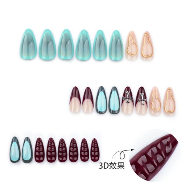 O1CN01VxnnND2NGHuignLAL_!!4234819935-0-cib JP3483-Fall-Ready Elegance: Short Almond French Manicure with 3D Cross Design, Salon Perfection Without the Wait ✨