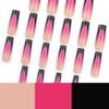 JP3548-Noir Glam: Matte Black French Press Ons with Blood Red Glitter Fade