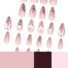 JP3432-Instantly Enchanting: Reusable 3D Bow & Pearl Press-On Nails (Fairy Tale Nails Without the Price!)