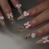 JP3432-Instantly Enchanting: Reusable 3D Bow & Pearl Press-On Nails (Fairy Tale Nails Without the Price!)
