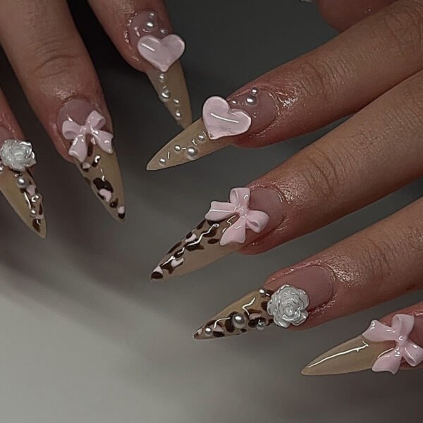 O1CN01Y4Vvft2NGHtw371xX_!!4234819935-0-cib JP3432-Instantly Enchanting: Reusable 3D Bow & Pearl Press-On Nails (Fairy Tale Nails Without the Price!)