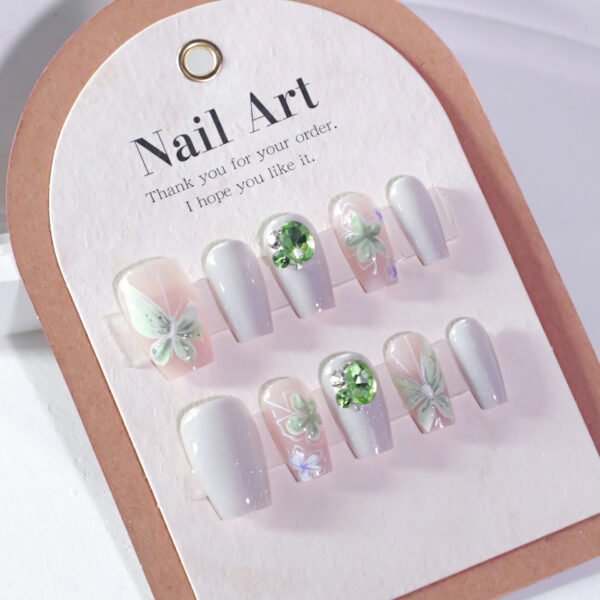 O1CN01YPZOCM2NGHzjQzN4E_!!4234819935-0-cib JL0680-Designer Short Ballet Press On Nails with Real 3D Flowers | UV-Free Cat Eye Effect & Crystal Accents | Reusable Waterproof Manicure Set