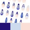 JP3907-Almond Shape 3D Flower French Press On Nails | Salon-Worthy Elegance Instantly​