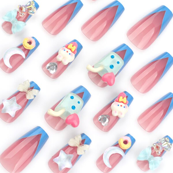 O1CN01bA3L5t2NGHusvzxbq_!!4234819935-0-cib JP2801-Whimsical Summer Shine: Reusable Glitter French Press-Ons with 3D Stars & Bunnies!