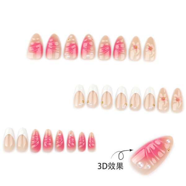 O1CN01bSzGMX2NGHzcMTIYH_!!4234819935-0-cib JP4022-Blush Bloom Elegance: Soft French Press Ons with 3D Flowers & Pearls