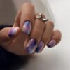 JP3482-Dreamy Galaxy French Tips: Short & Sweet Press-On Nails (Holographic Ombré + Stars!) ✨🌌