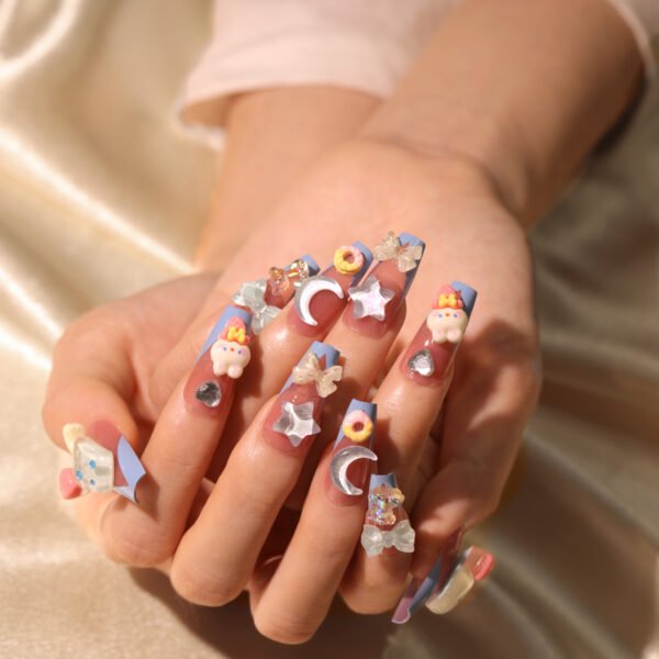O1CN01dYMT7A2NGHurewG8T_!!4234819935-0-cib JP2801-Whimsical Summer Shine: Reusable Glitter French Press-Ons with 3D Stars & Bunnies!