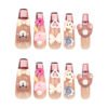 JP2796-Effortless Parisian Charm: Reusable Bear & Plaid French Press-On Nails
