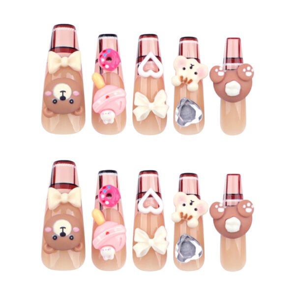 O1CN01e85qRk2NGHuimrtSQ_!!4234819935-0-cib JP2796-Effortless Parisian Charm: Reusable Bear & Plaid French Press-On Nails