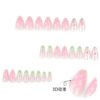 JP3846-​​Luxury Mint French Almond Press On Nails with Real 3D Botanicals | Crystal Accent Reusable Falsies Kit | Waterproof Salon-Grade Manicure Alternative​