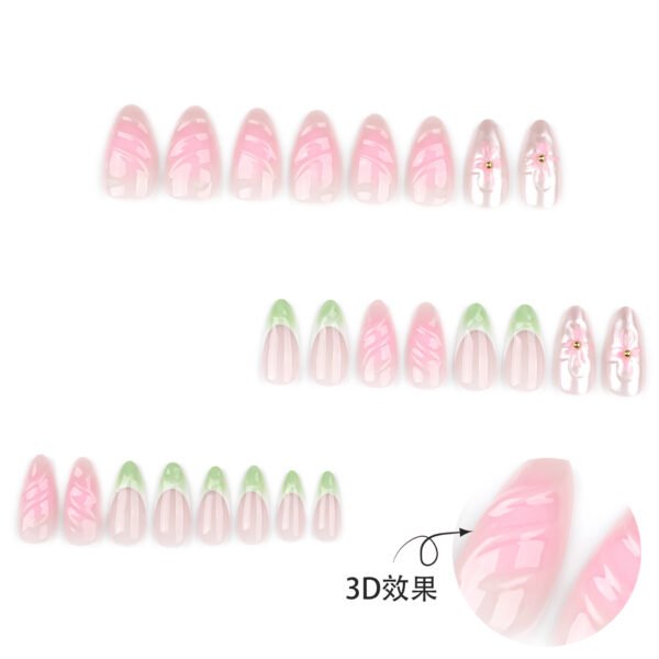 O1CN01eGDPzk2NGHy5VoA9P_!!4234819935-0-cib JP3846-Luxury Mint French Almond Press On Nails with Real 3D Botanicals | Crystal Accent Reusable Falsies Kit | Waterproof Salon-Grade Manicure Alternative