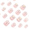 JP4011-Kawaii French Tips: Cat & Leopard Print Fake Nails for Effortless Style