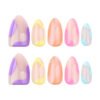 GD27-Reinvent Your French Manicure: Bold Short Almond Press-Ons (Reusable & Waterproof!)​