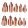 JP3994-Luxury Autumn French Almond Press On Nails with 3D Rose Designs | Cat Eye Glitter Falsies Kit | Reusable Waterproof Salon-Grade Manicure​