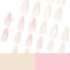 JP3474-Effortlessly Sweet French Tips: 3D Pearl & Bow Press-On Nails (Baby Pink Luxury!) 🎀✨