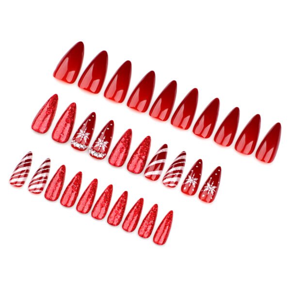 O1CN01gTbKTo2NGHuJJaFVe_!!4234819935-0-cib JP3461-Instant Holiday Glam: Christmas Press-On Nails w/ Candy Stripes & Snowflakes (Reusable & Salon-Quality!)