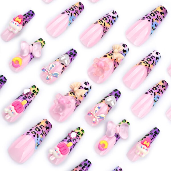 O1CN01h0opmd2NGHuqwO1Sr_!!4234819935-0-cib JP2797-Kawaii Charm Burst: Colorful Animal Print French Tips with 3D Bunny Hearts ✨