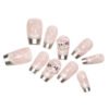 SP168-Silvery Sparkle Magic: Cat Eye French Tips With Hello Kitty Charm - Instantly Glam ✨