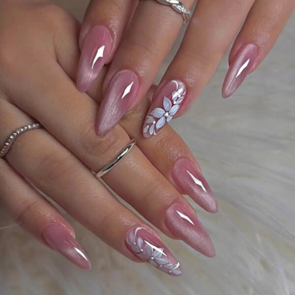 O1CN01ibLIBJ2NGHzfJN5Oe_!!4234819935-0-cib JP3986-Salon-Quality French Medium Square Press On Nails | Reusable 3D Pink Floral Fake Nails | Waterproof Falsies Nail Kit