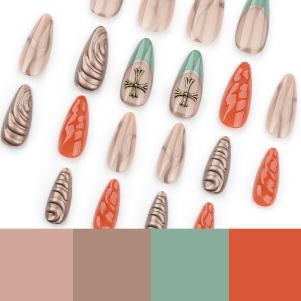 O1CN01jSTQib2NGHv1iACzS_!!4234819935-0-cib JP3524-Artisan Clay & Iron: Mediterranean Almond Press-Ons with Forged Bronze Crosses
