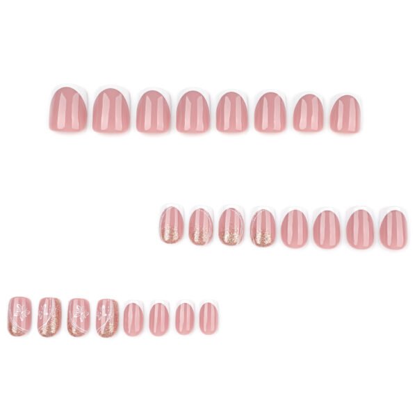 O1CN01k7fwwT2NGHzauBg2C_!!4234819935-0-cib JP3923-Elegant Short Square Press On Nails | French White Tip Design with Gold Glitter Butterflies | Reusable Waterproof Salon Falsies