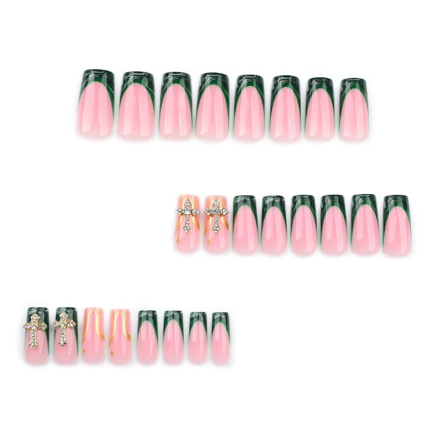 O1CN01kexUwC2NGHuYD5PF2_!!4234819935-0-cib JP3521-Opulent French Press On Nails: Emerald Haze & Gothic Gold Crosses for Effortless Drama