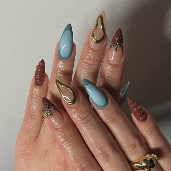 O1CN01knGwcO2NGHupEOpJ4_!!4234819935-0-cib JP3483-Fall-Ready Elegance: Short Almond French Manicure with 3D Cross Design, Salon Perfection Without the Wait ✨