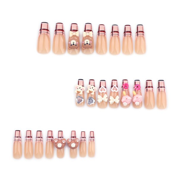 O1CN01lHWntT2NGHupsyDrN_!!4234819935-0-cib JP2796-Effortless Parisian Charm: Reusable Bear & Plaid French Press-On Nails