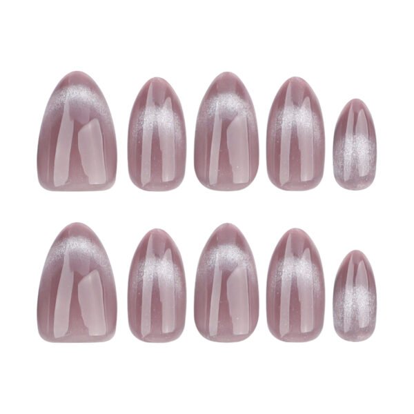 GD26-Effortless Magnetism: Salon-Cat Eye French Tips in Modern Grey (Reusable, Waterproof & Protective!)