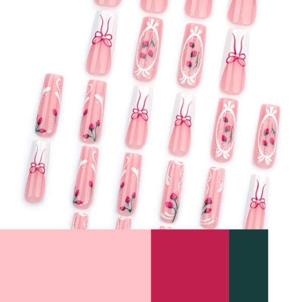 O1CN01lm62Xv2NGHuvxfl4M_!!4234819935-0-cib JP3534-Strawberry Dream: Pink French Tips with Pearl Accents & Bow Charm - Sweetly Sophisticated 💕