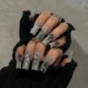JP3487-Unleash Your Edge: 3D Chrome Heart & Rebel Cross Press-Ons (Insta-Ready in Minutes!)