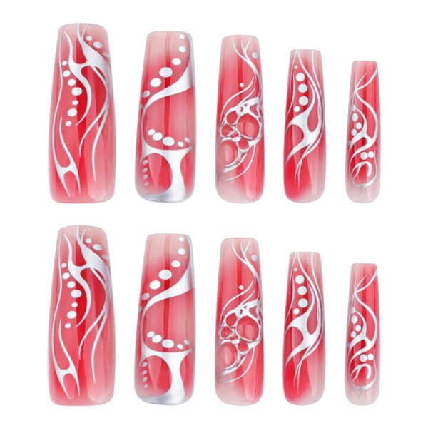 O1CN01m2khoh2NGHuwpVMLE_!!4234819935-0-cib JP3544-Winter’s Muse: Statement French Press-On Nails in Crimson Ombré & Silver Art Deco Stripe