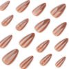 JP3994-Luxury Autumn French Almond Press On Nails with 3D Rose Designs | Cat Eye Glitter Falsies Kit | Reusable Waterproof Salon-Grade Manicure​