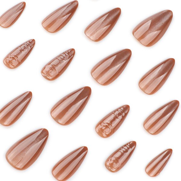 O1CN01mjOpCs2NGHze8HTz4_!!4234819935-0-cib JP3994-Luxury Autumn French Almond Press On Nails with 3D Rose Designs | Cat Eye Glitter Falsies Kit | Reusable Waterproof Salon-Grade Manicure