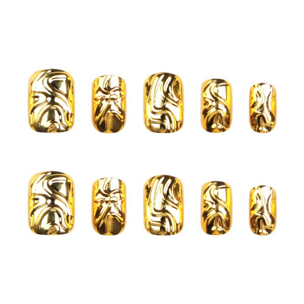 O1CN01mkLEu92NGHucwryuh_!!4234819935-0-cib JP3382-Instant Golden Glam: Reusable 3D Gold Foil French Short Press-Ons 💫
