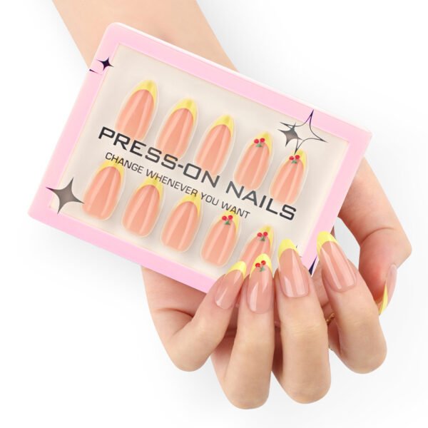 O1CN01n6wbkb2NGHzbTJf8V_!!4234819935-0-cib GD68-Luxury French Almond Press On Nails with Realistic 3D Cherry Designs | Reusable Spring Falsies Kit | Waterproof Salon Alternative Manicure