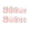 JP4011-Kawaii French Tips: Cat & Leopard Print Fake Nails for Effortless Style