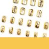 JP3382-Instant Golden Glam: Reusable 3D Gold Foil French Short Press-Ons 💫