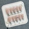 SP168-Silvery Sparkle Magic: Cat Eye French Tips With Hello Kitty Charm - Instantly Glam ✨
