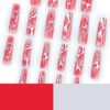 JP3544-Winter’s Muse: Statement French Press-On Nails in Crimson Ombré & Silver Art Deco Stripe