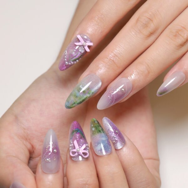 O1CN01pwquYV2NGHtqrjBYr_!!4234819935-0-cib JP3398-Your Daily Dream Manicure: Sweet French Press-Ons with Pearl & Bows (30-Pc Monet-Inspired Set) 🎀💖