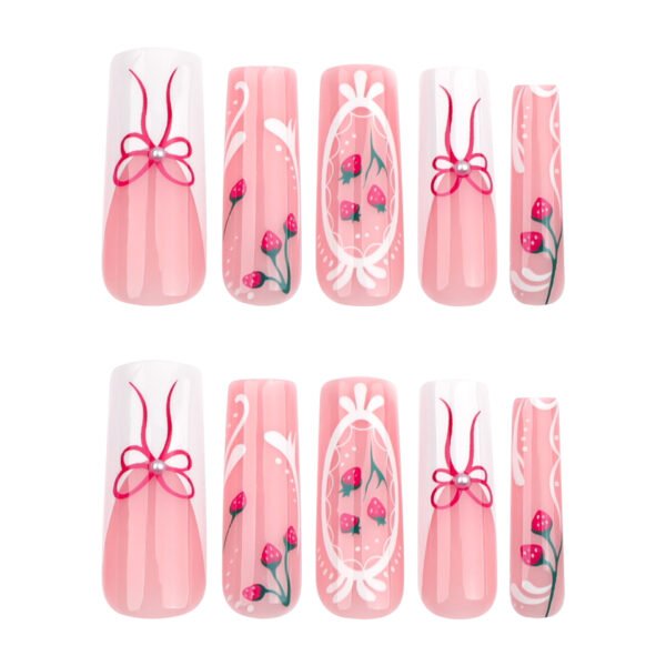 O1CN01qgEFbR2NGHut5xI7v_!!4234819935-0-cib JP3534-Strawberry Dream: Pink French Tips with Pearl Accents & Bow Charm - Sweetly Sophisticated 💕