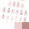 JP4053-Elevate Every Day: Reusable French Nail Perfection with Blooming Charm