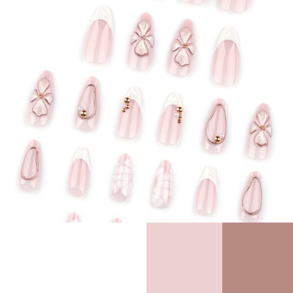 JP4053-Elevate Every Day: Reusable French Nail Perfection with Blooming Charm