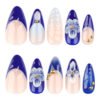 JP3907-Almond Shape 3D Flower French Press On Nails | Salon-Worthy Elegance Instantly​